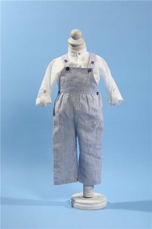 BAPTISM DUNGAREES LINEN WITH WHITE-BLUE STRIPES