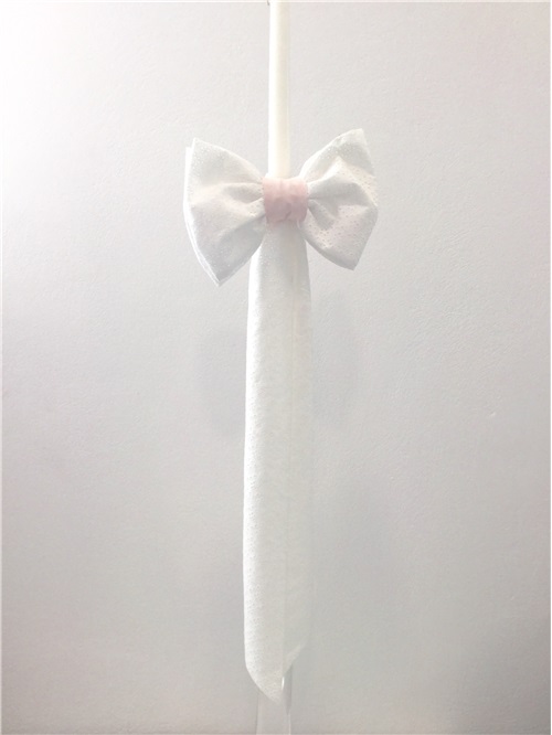 BAPTISM CANDLE BOW BOW TIE BRODERRY