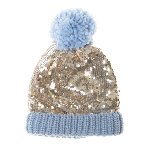 SHIMMER SEQUIN KNITTED HAT BLUE ROCKAHULA