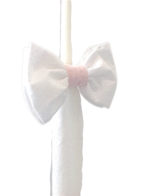 BAPTISM CANDLE BOW BOW TIE BRODERRY
