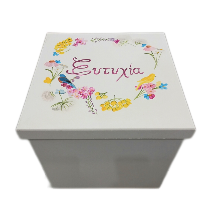 WOODEN BAPTISM BOX WITH DRAWING