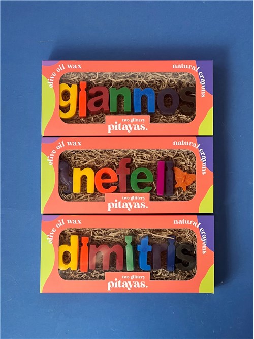 CRAYONS  DRAWING LETTERS TWO GLITTERY PITAYAS