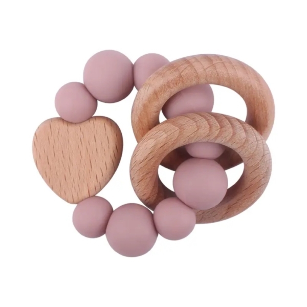 ΜΑΣΗΤΙΚΟ ΒΡΑΧΙΟΛΙ ΣΙΛΙΚΟΝΗΣ WOODEN HEART PINK